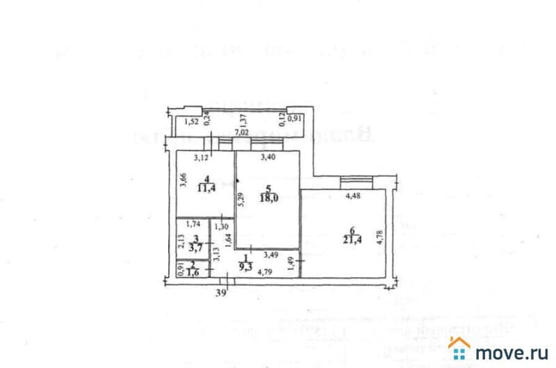 2-комн. квартира, 65.4 м²