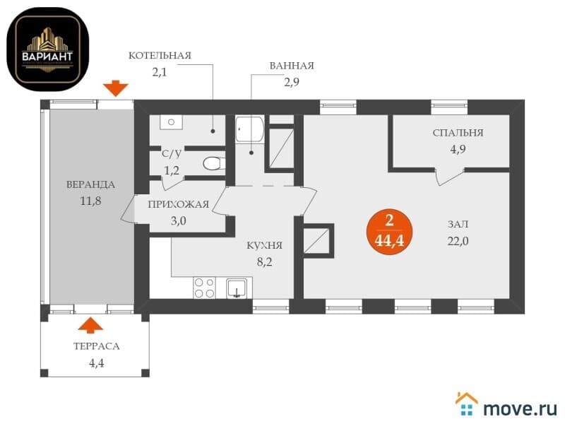 дом, 44.4 м²