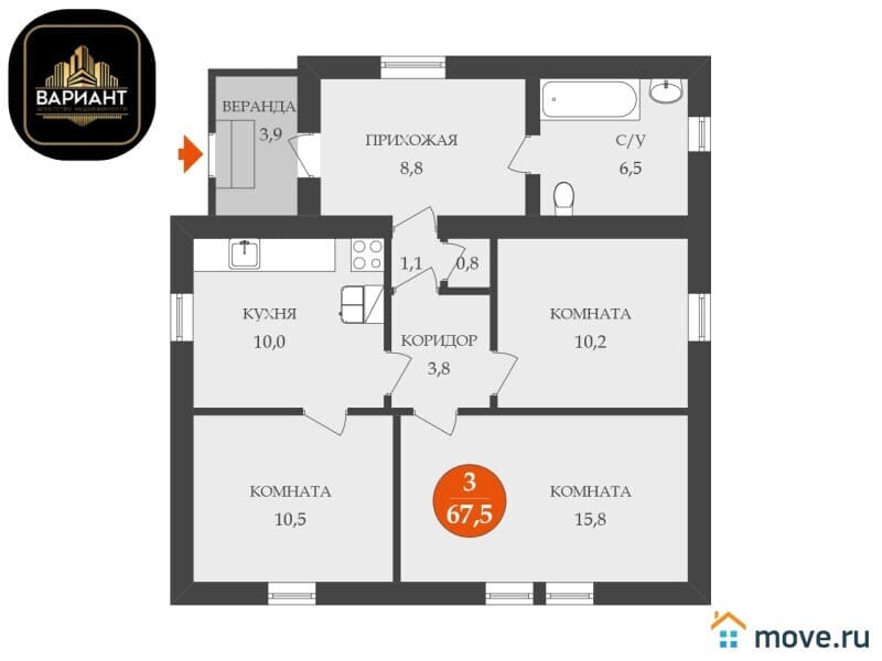 дом, 67.5 м&sup2;