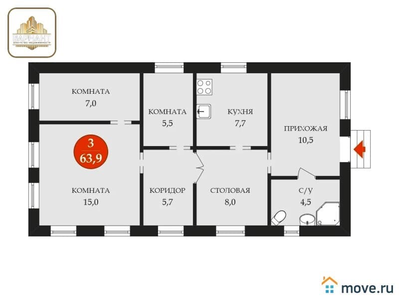 дом, 63.9 м&sup2;