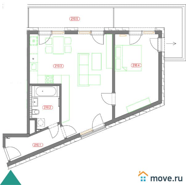 2-комн. квартира, 63 м²