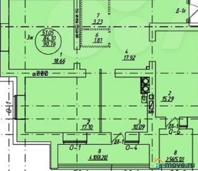 3-комн. квартира, 91 м²