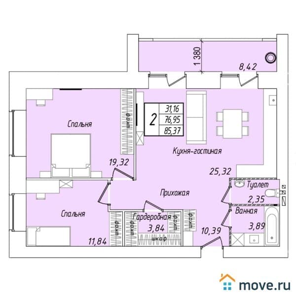 2-комн. квартира, 85 м&sup2;
