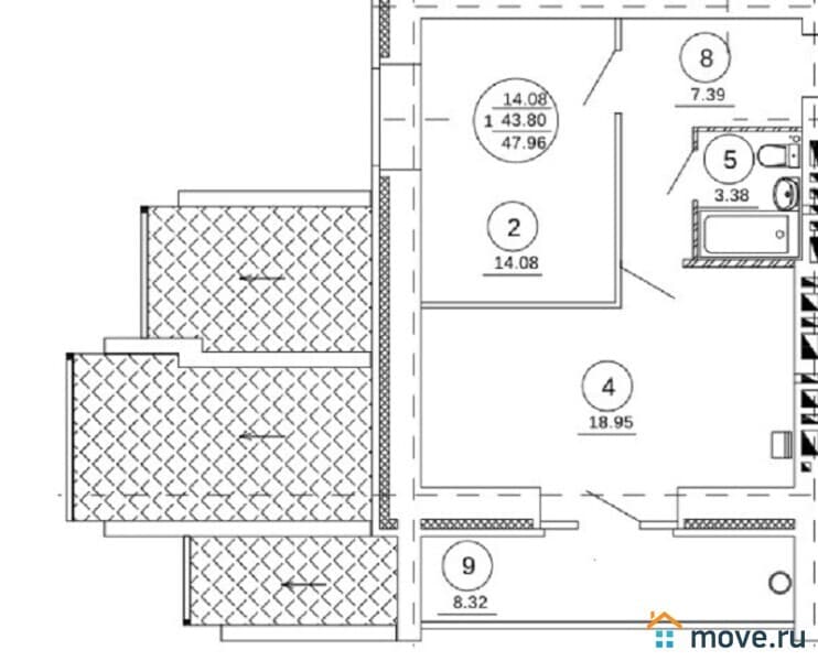 1-комн. квартира, 49 м²