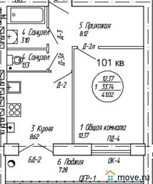 1-комн. квартира, 40 м²