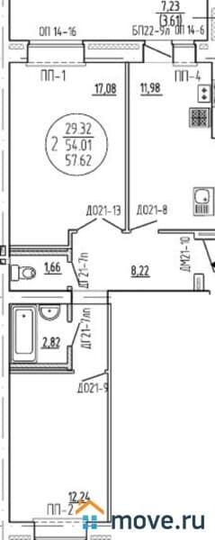 2-комн. квартира, 57 м&sup2;