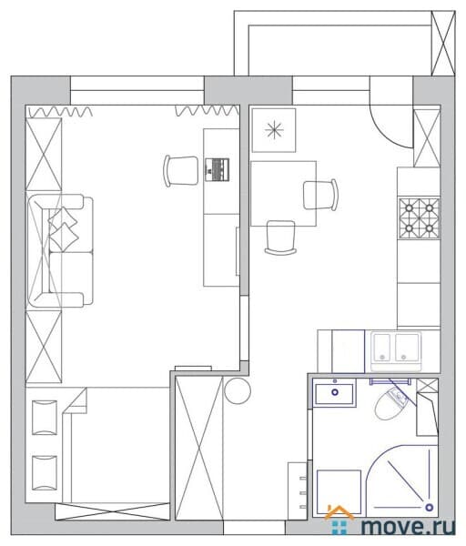 1-комн. квартира, 33.3 м²