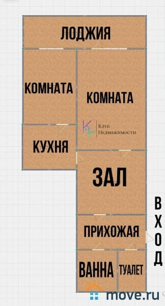 3-комн. квартира, 50.4 м²