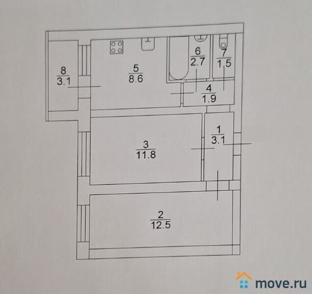 2-комн. квартира, 42.1 м²