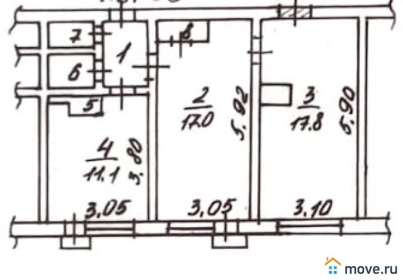 2-комн. квартира, 53 м²