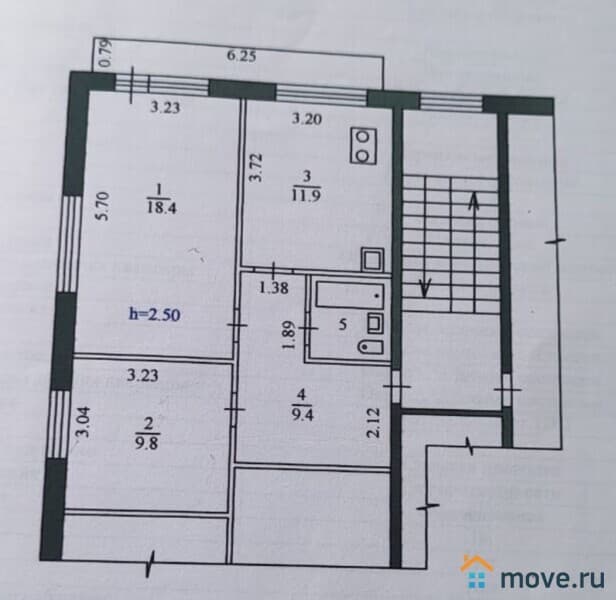 2-комн. квартира, 52.5 м²