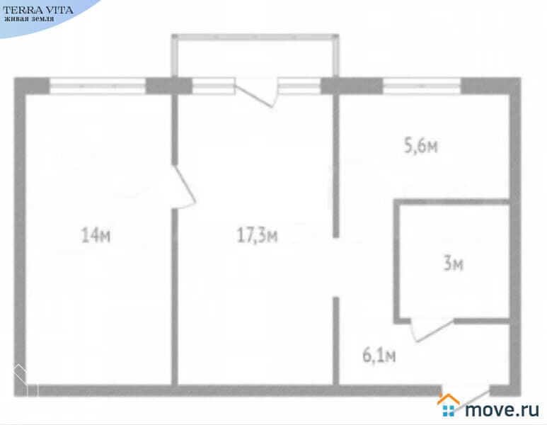 2-комн. квартира, 46 м²