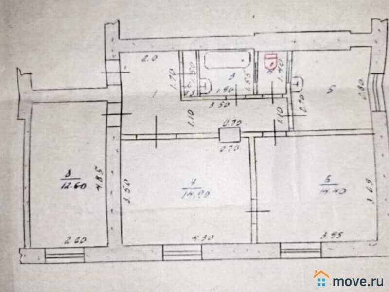 3-комн. квартира, 63.3 м²