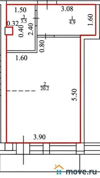 1-комн. квартира, 28.6 м²