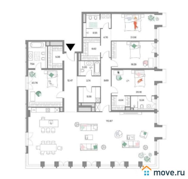 5-комн. квартира, 268 м²