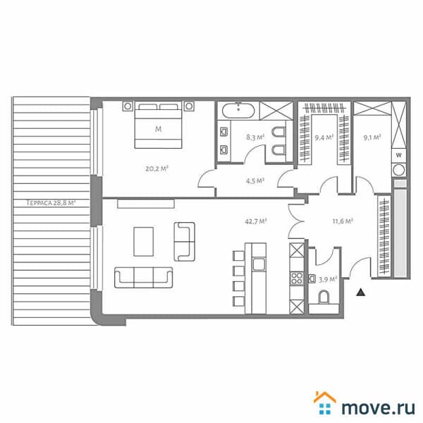 2-комн. квартира, 118 м²