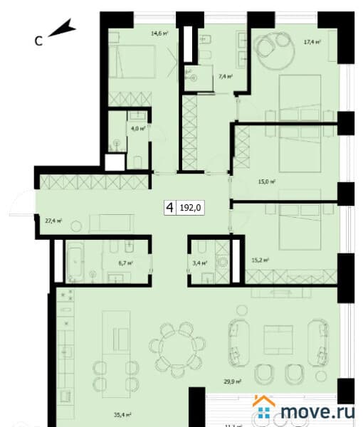 5-комн. квартира, 687 м²