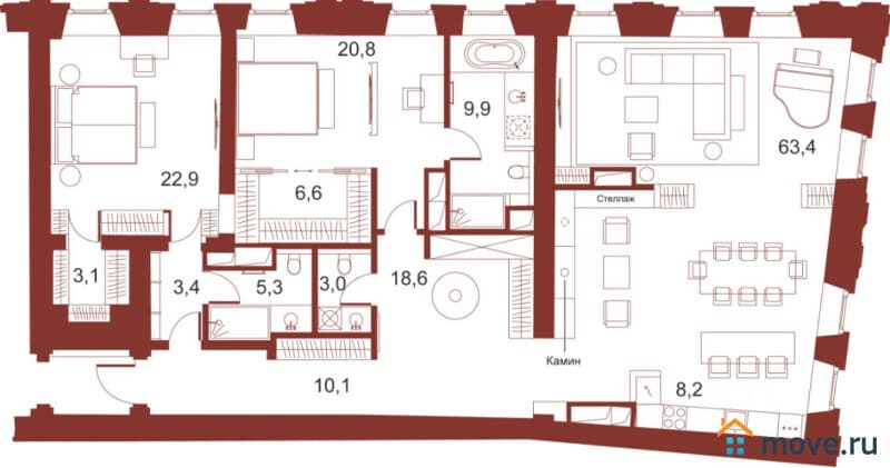 4-комн. квартира, 175 м²