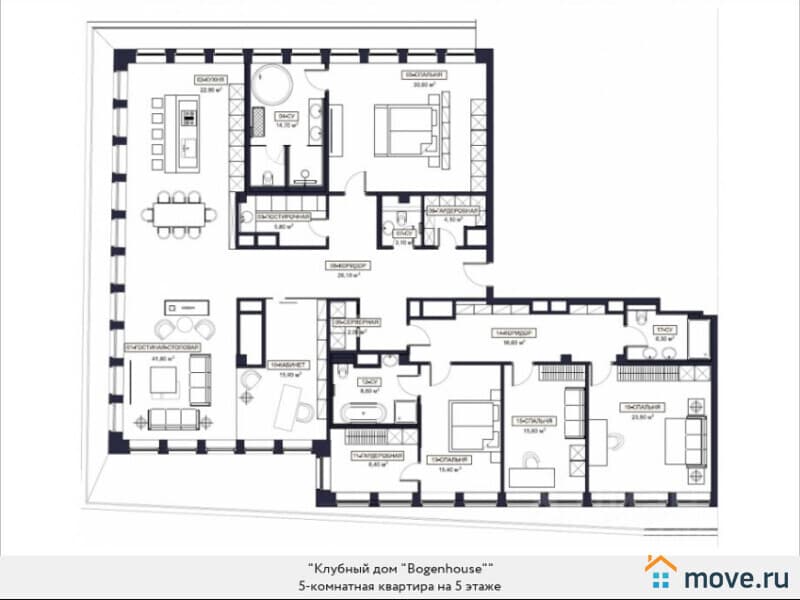 5-комн. апартаменты, 261 м²