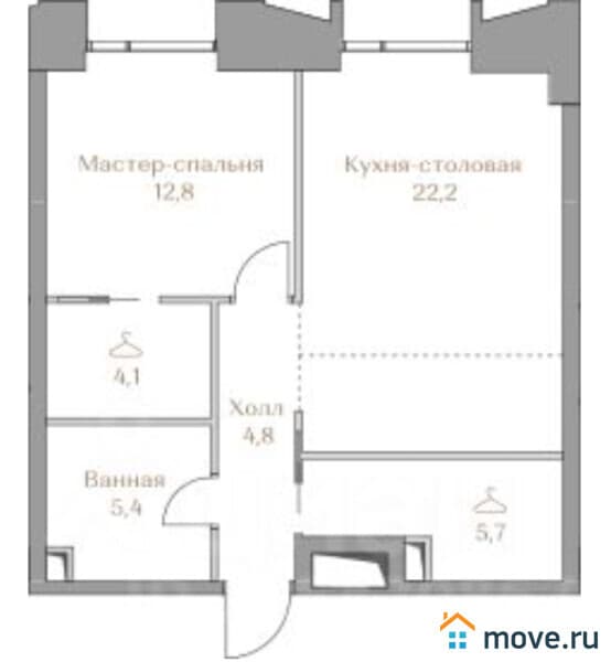 1-комн. квартира, 55 м²