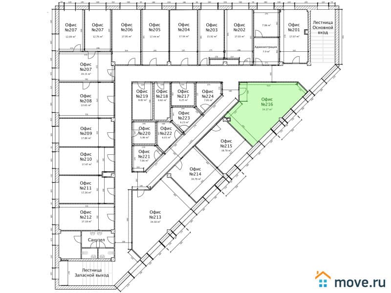 офис, 34.4 м&sup2;