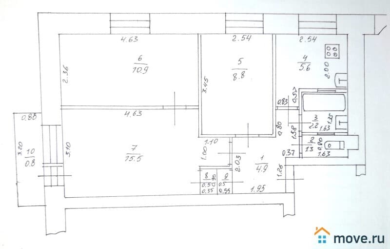 3-комн. квартира, 51 м²