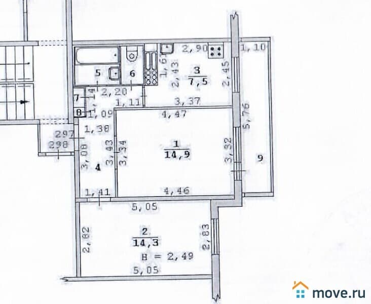 2-комн. квартира, 47.3 м²