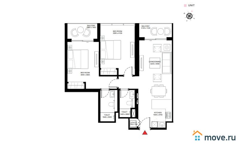 3-комн. апартаменты, 90.1 м²