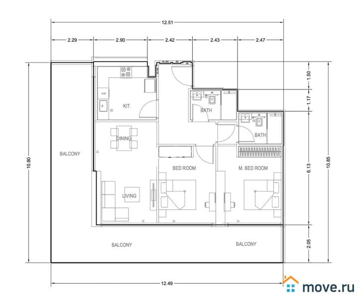 3-комн. квартира, 124 м²