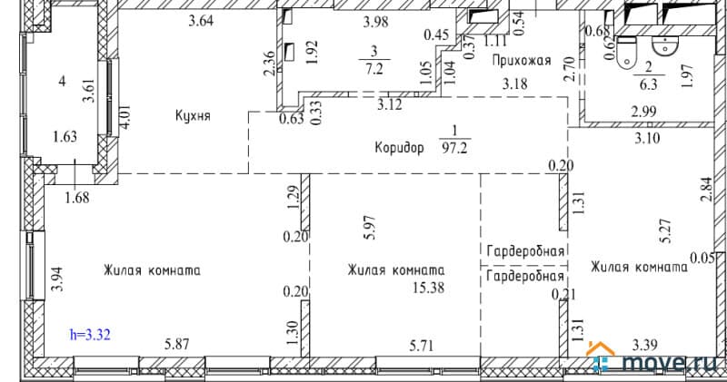 3-комн. квартира, 113 м²