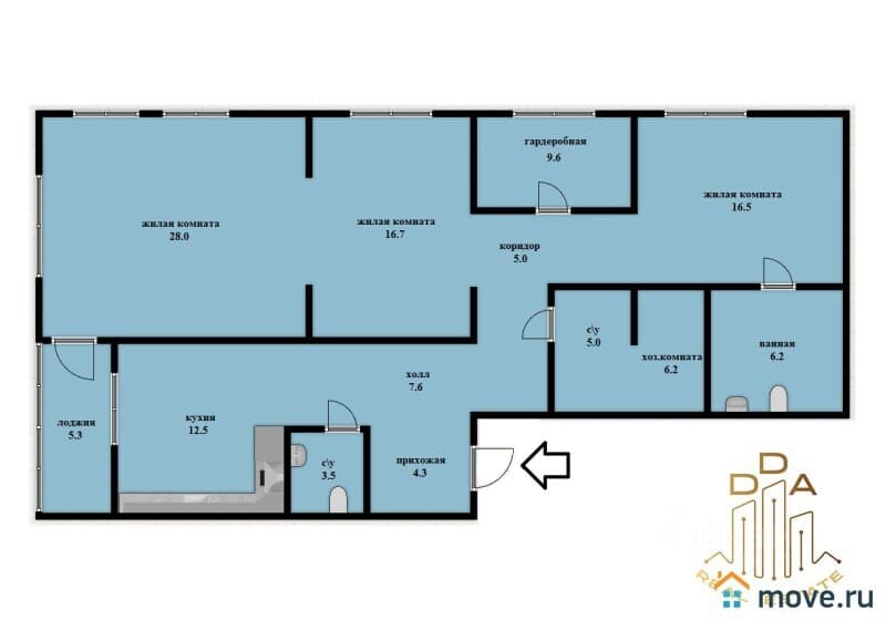 3-комн. квартира, 118 м²