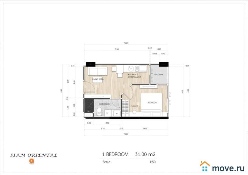 2-комн. апартаменты, 31 м²