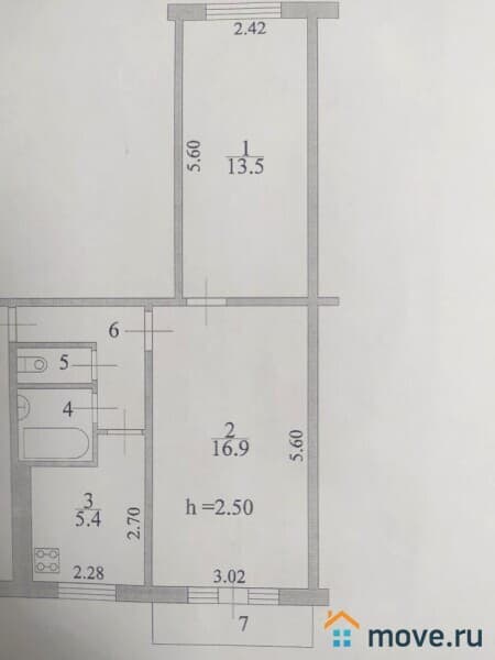 2-комн. квартира, 43.3 м²