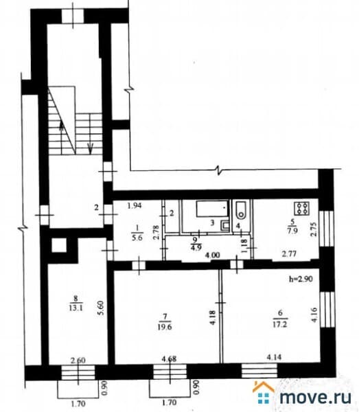 3-комн. квартира, 73.6 м²