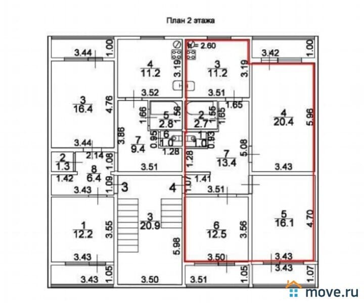 3-комн. квартира, 77.3 м²