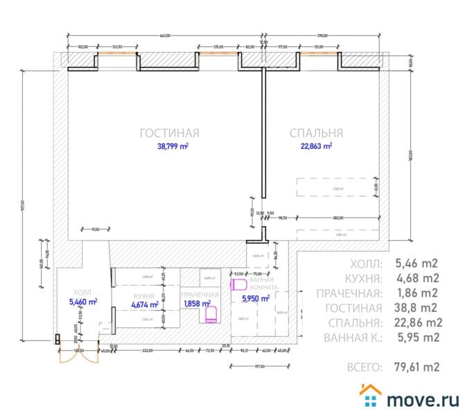 2-комн. квартира, 83 м²