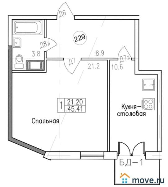 1-комн. квартира, 48 м²