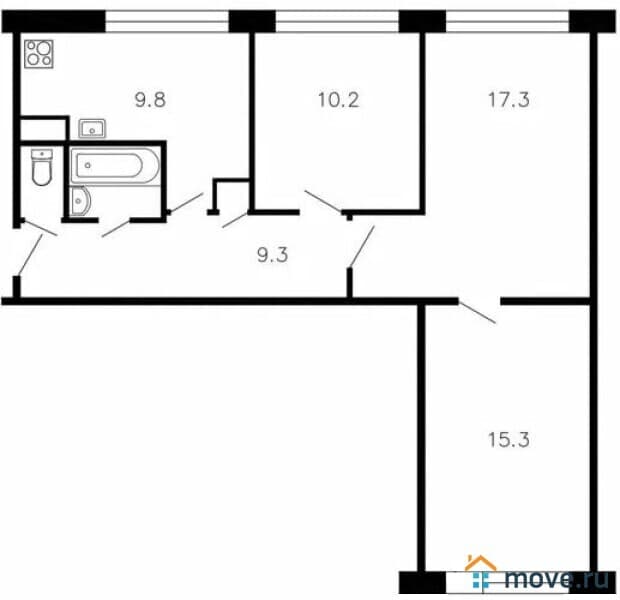 3-комн. квартира, 65 м²