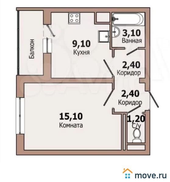 1-комн. квартира, 33 м&sup2;