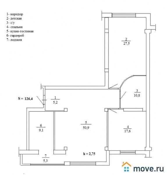 3-комн. квартира, 126 м²