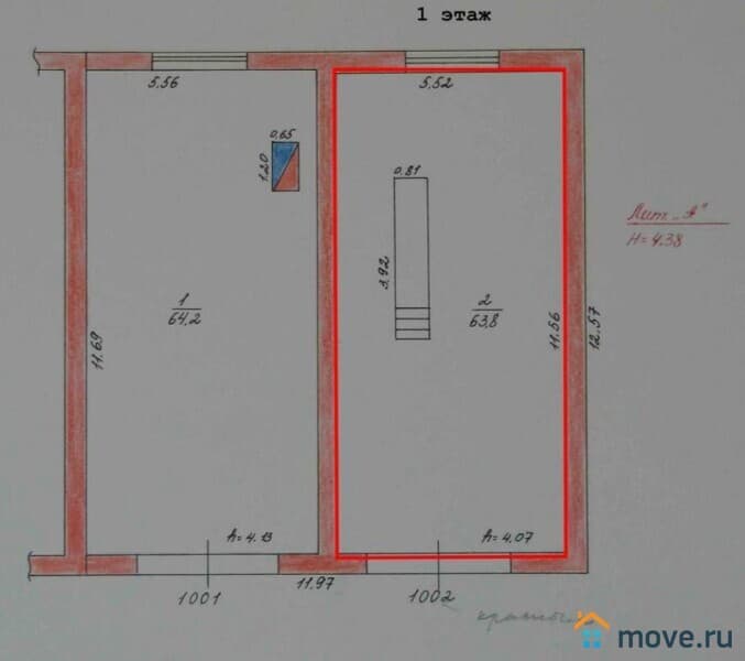 свободного назначения, 64 м²