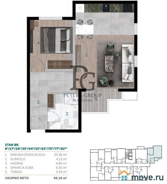 1-комн. квартира, 46 м²