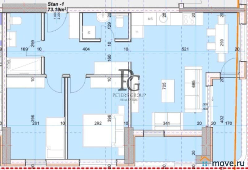 2-комн. квартира, 69 м²