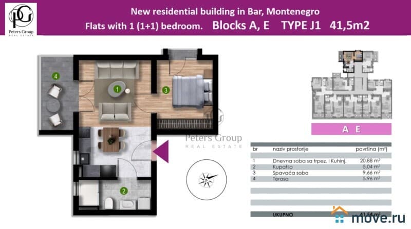 1-комн. квартира, 41 м²