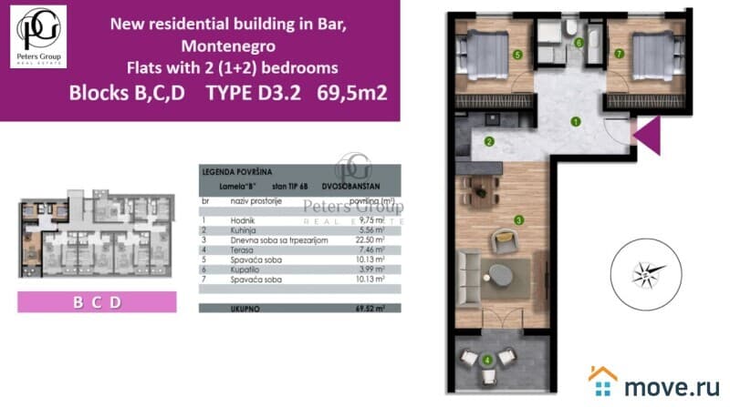 2-комн. квартира, 64 м²