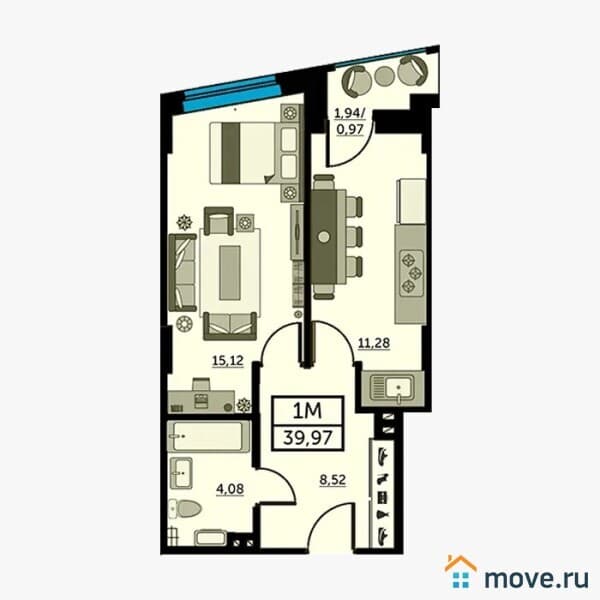 2-комн. квартира, 40 м²