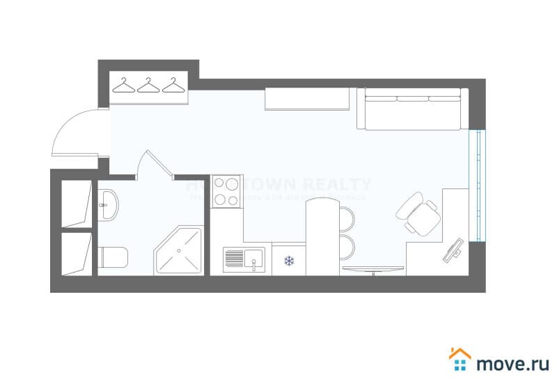 1-комн. квартира, 21.5 м²