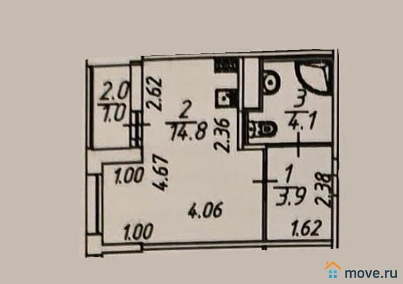 студия, 22 м²