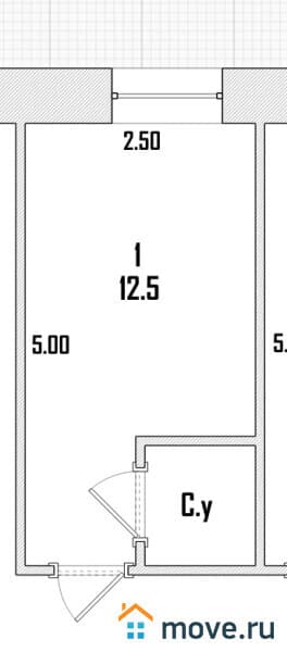 1-комн. апартаменты, 12.5 м²