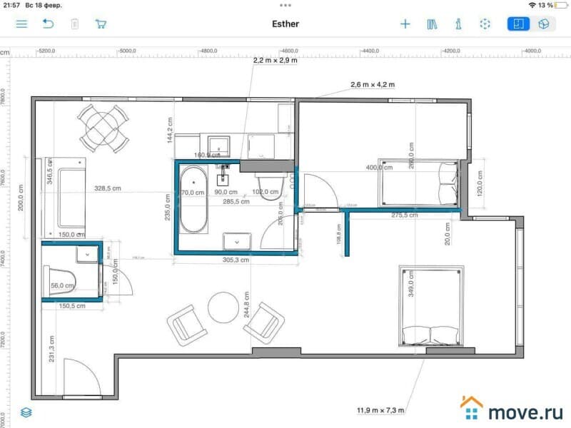 4-комн. квартира, 73 м²